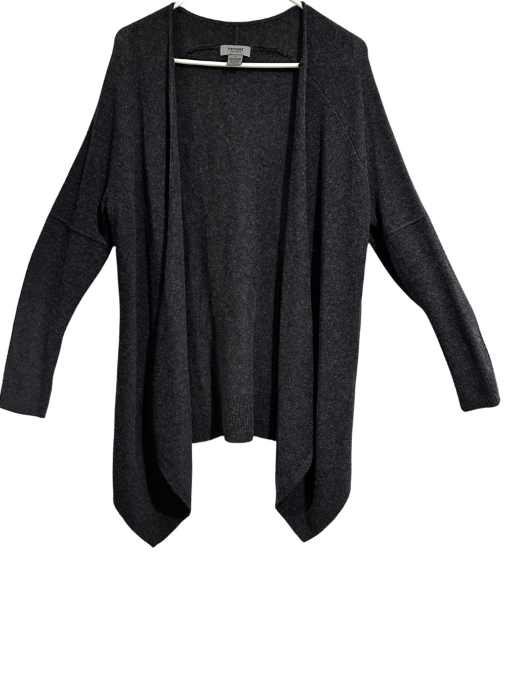 Premise Cashmere Cardigan Gray Open Front Draped Cozy Minimalist Small Lagenlook